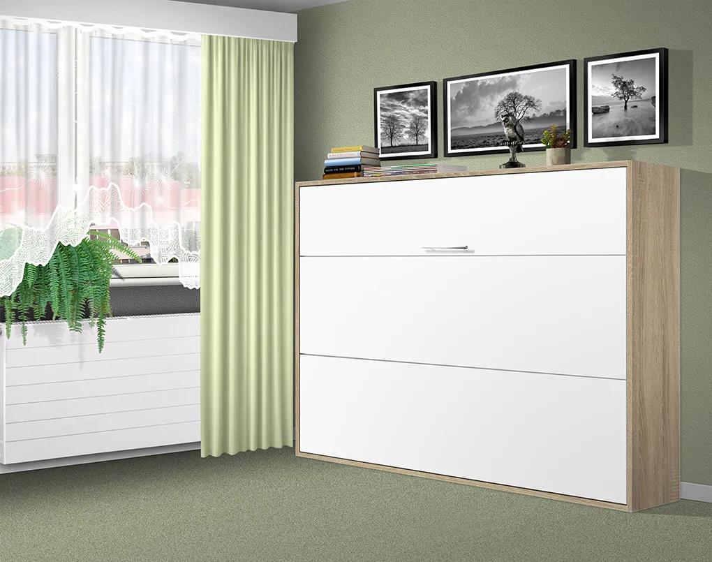Nabytekmorava Sklápacia posteľ VS1056, 200x140cm farba lamina: dub sonoma tmavá/biele dvere, Varianta dverí: matné
