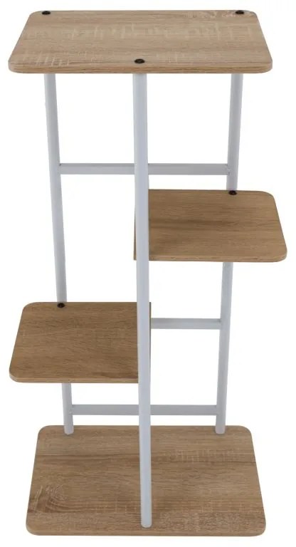 Kondela Stojan na kvety, kov biely, DTD dub sonoma, LEDOR TYP 1