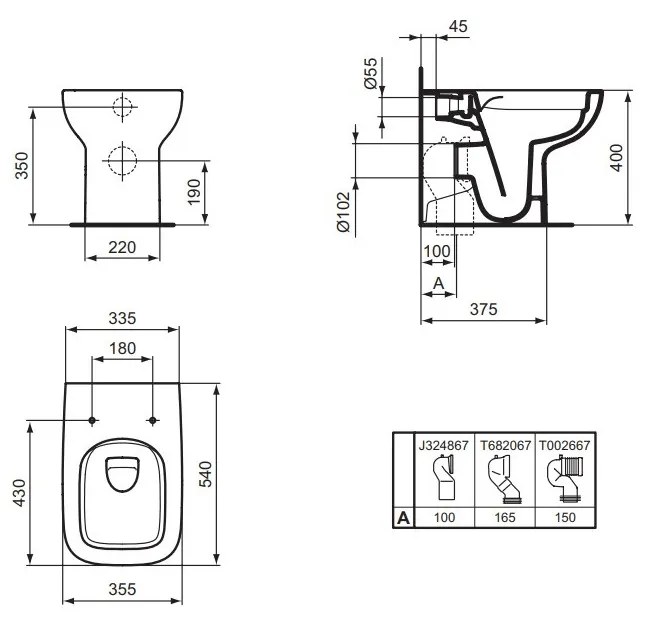 Ideal Standard i.life A - Stojace WC, RimLS+, biela T471901