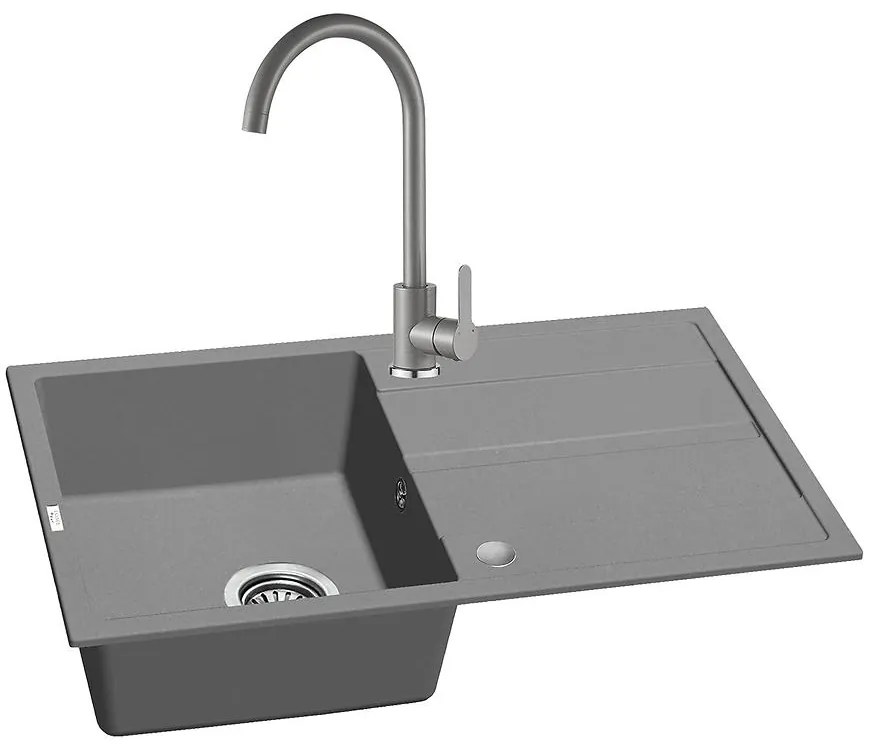 Granitový drez Pico 760x440 sivý + batéria