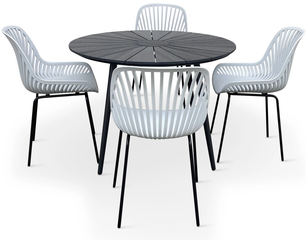 Noela Záhradný jedálenský set Wilder + 4x stolička GABY sivá