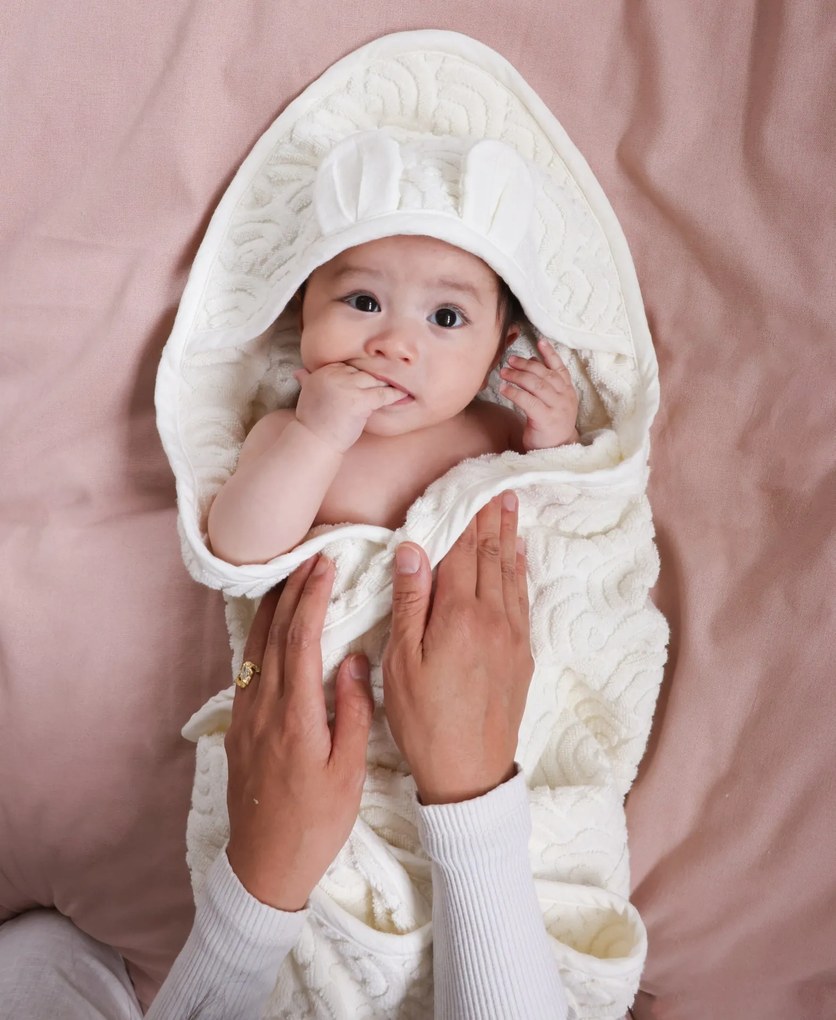 Cam Cam ApS Detská osuška s kapucou Ears Off-White