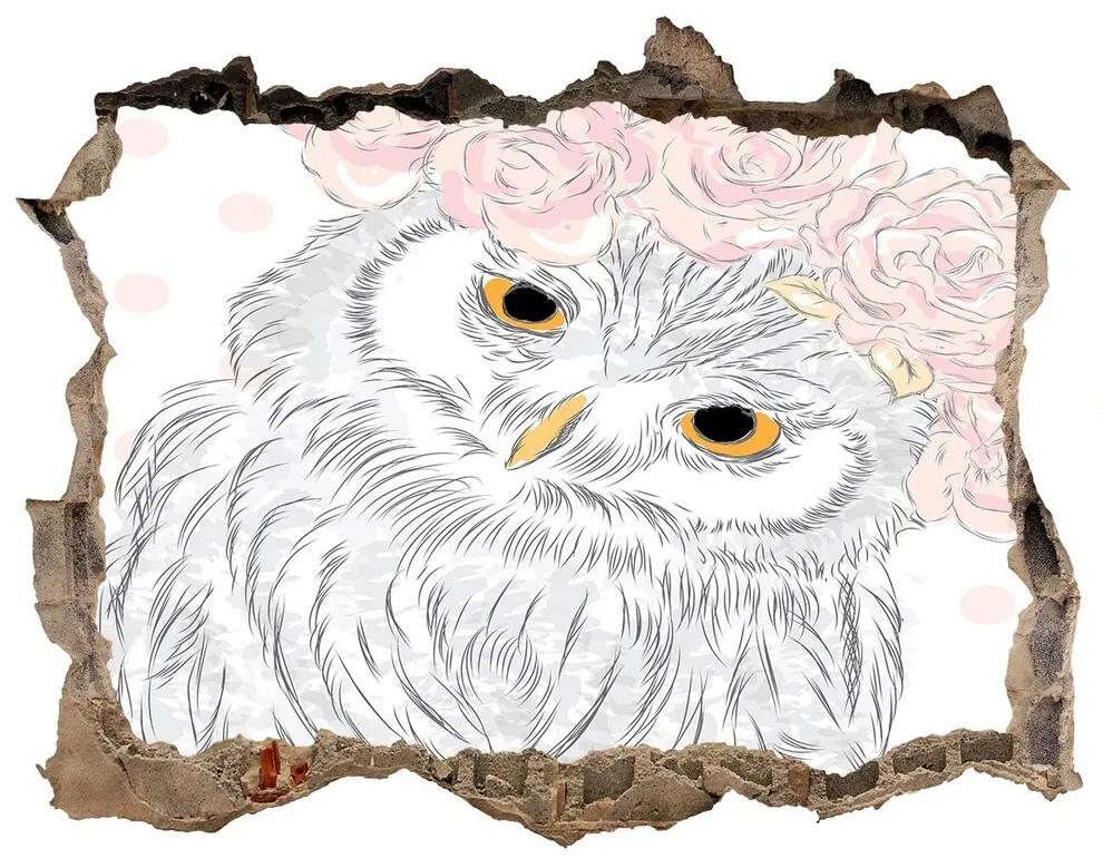 Díra 3D fototapeta na stěnu Owl v veniec nd-k-104896782