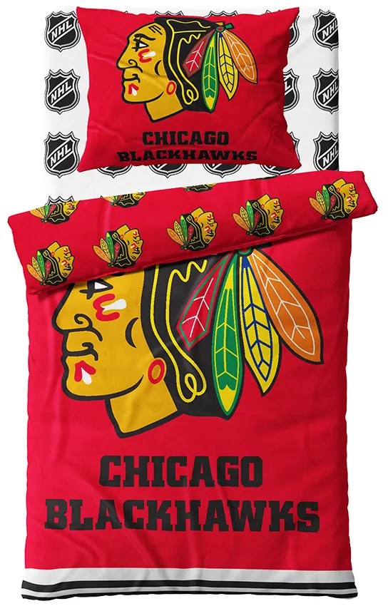 NHL Mikroplyšové obliečky Chicago Blackhawks 140x200/70x90 cm