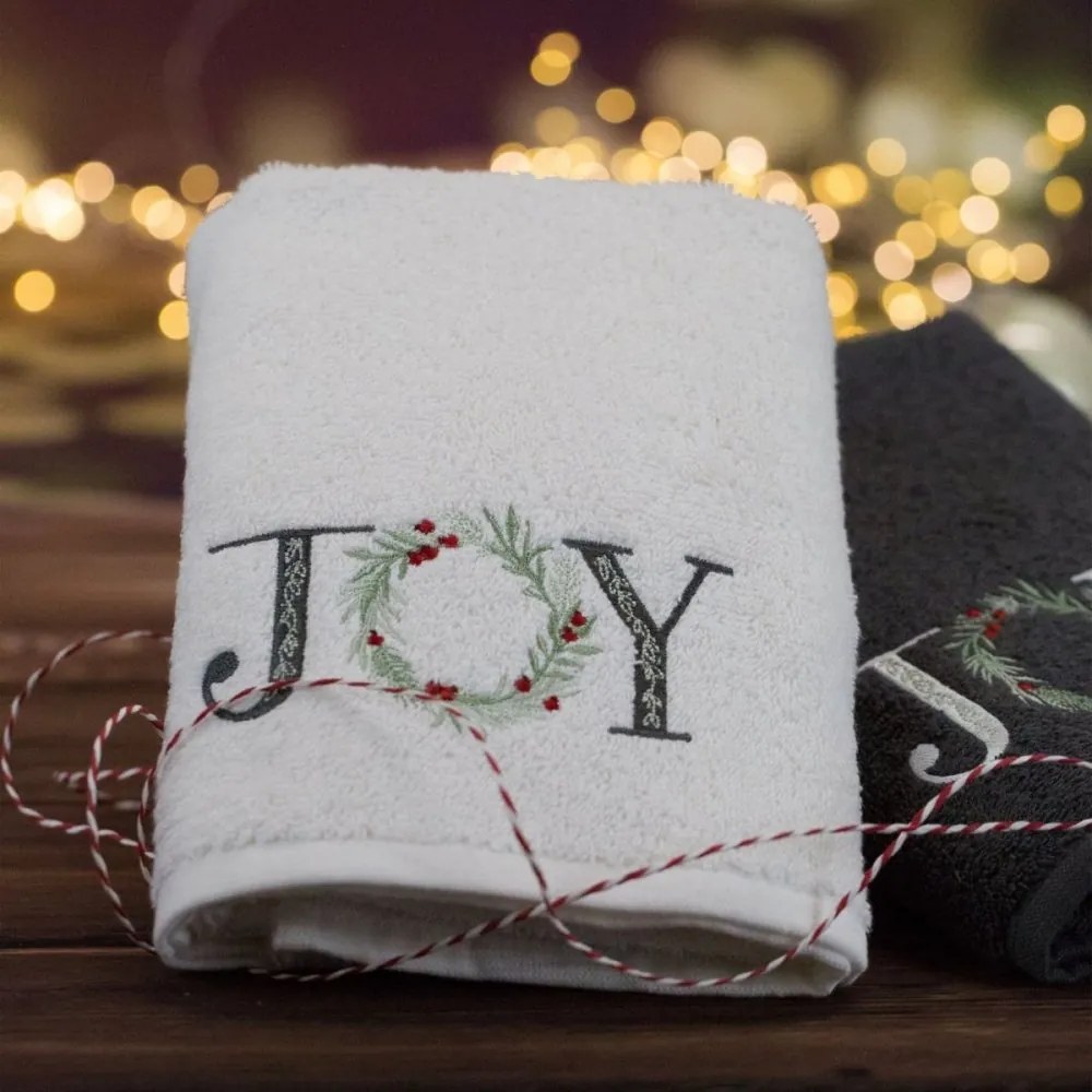 Bavlnený vianočný uterák biely JOY Šírka: 50 cm | Dĺžka: 90 cm