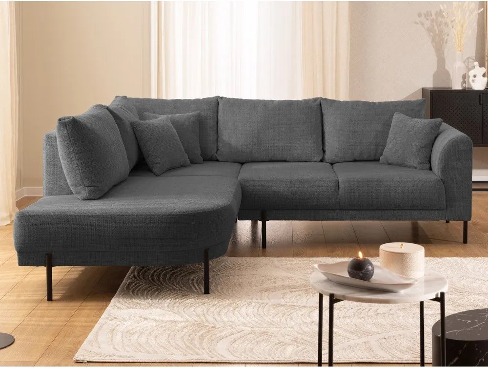 Tmavosivá ženilková rohová pohovka (ľavý roh/do L) Mauris – Ropez