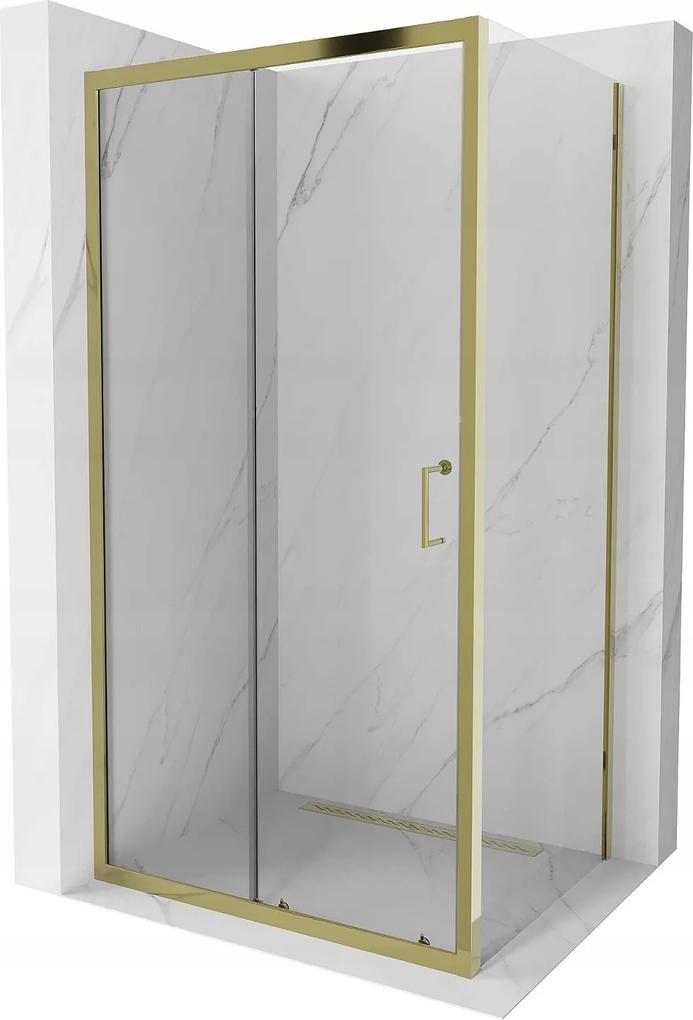 Mexen Apia sprchovací kút s posuvnými dverami 140 (dvere) x 80 (stena) cm, 5mm číre sklo, zlatý profil, 840-140-080-50-00