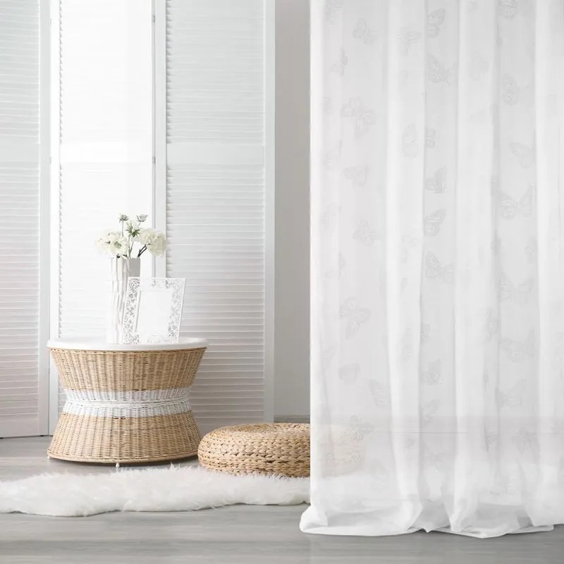 EUROFIRANY Jemný vzdušný záves zdobený potlačou 140 cm x 250 cm biela 100 % polyester