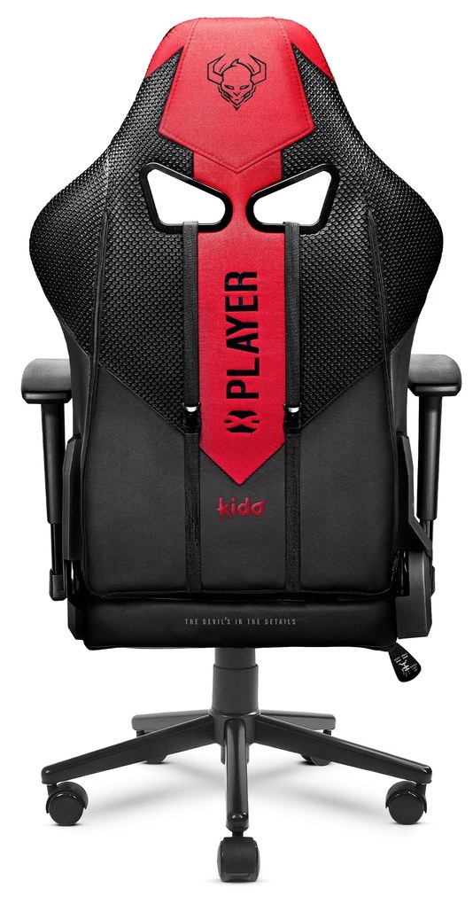 Detské látkové herné kreslo Kido by Diablo X-Player 2.0, karmínovo-antracitové