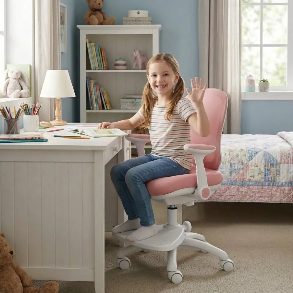 Detská rastúca stolička Neoseat KIDDY ONE — látka, ružová