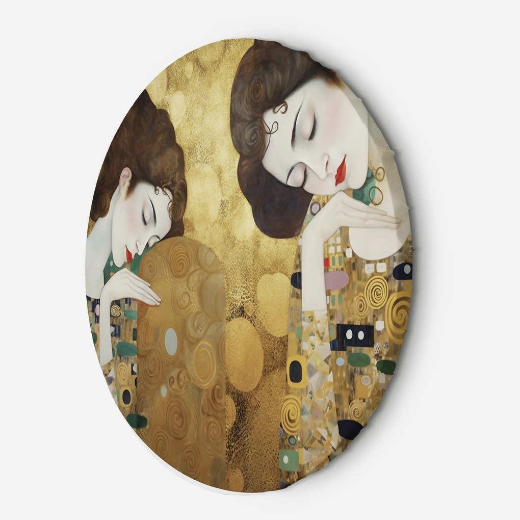 Gario Okrúhly obraz na plátne Zlatý portrét dvoch žien - Gustav Klimt, reprodukcia Rozmery: 80 x 80 cm