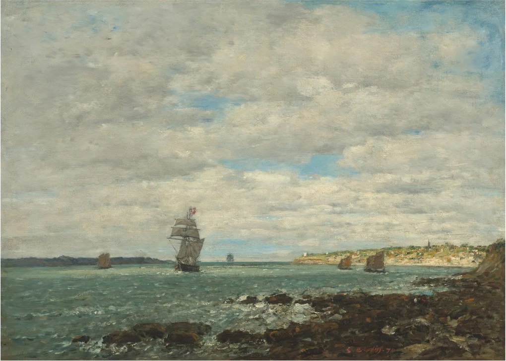 Sklenený obraz - Eugène Boudin, Coast of Brittany, reprodukcia (70x50 cm)