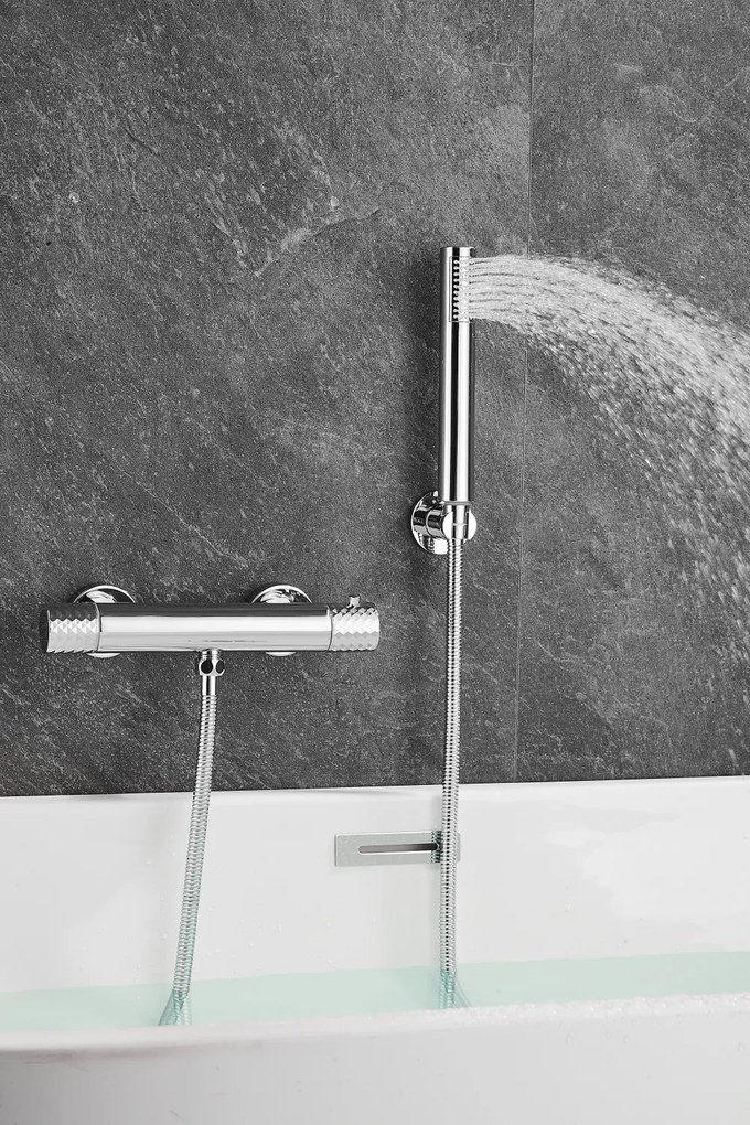 Gamma Gamma, nástenná sprchová termostatická batéria s ručnou sprchovou súpravou, chrómová, GMA-BRYPNT-CH