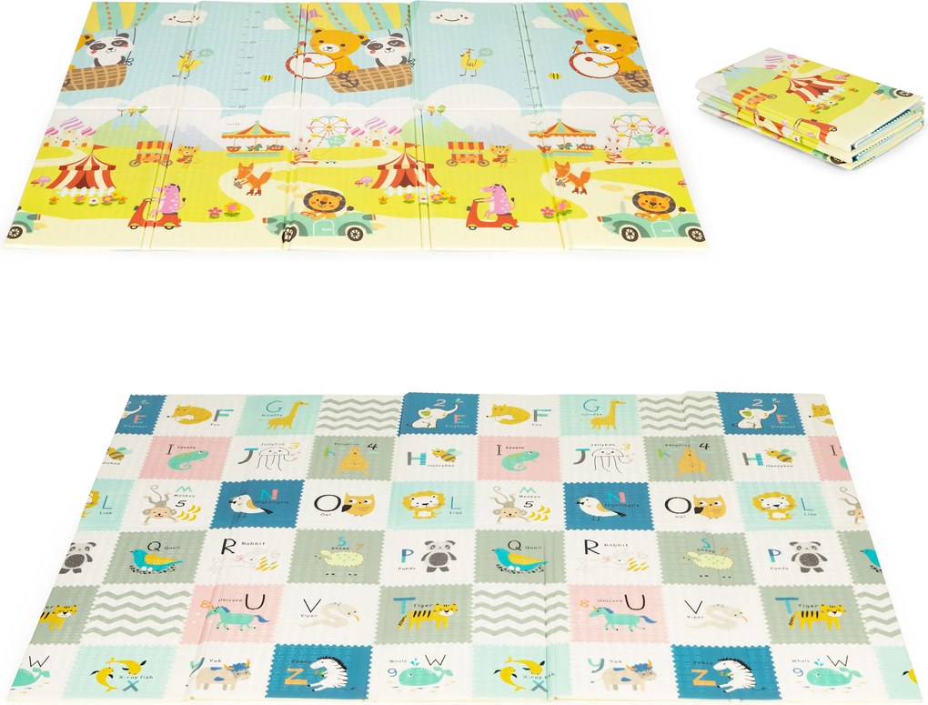 ECOTOYS detská skladacia obojstranná penová podložka 147×193 cm, protišmyk, s taškou