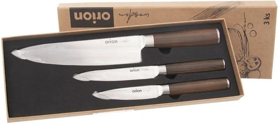 Orion Sada kuchynských nožov Wooden, 3 ks
