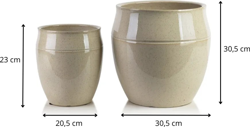 Sada 2 ks keramických květináčů NEVA BEIGE XIV béžová