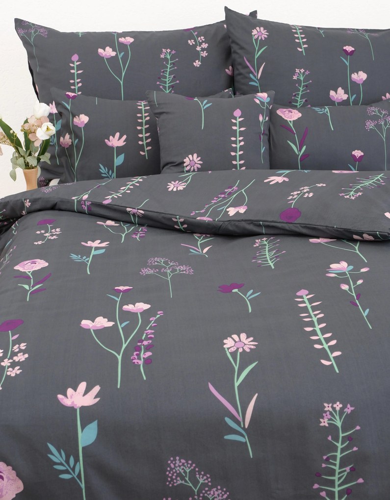 Francúzske bavlnené obliečky Renforcé - Vlčie maky tmavo šedé