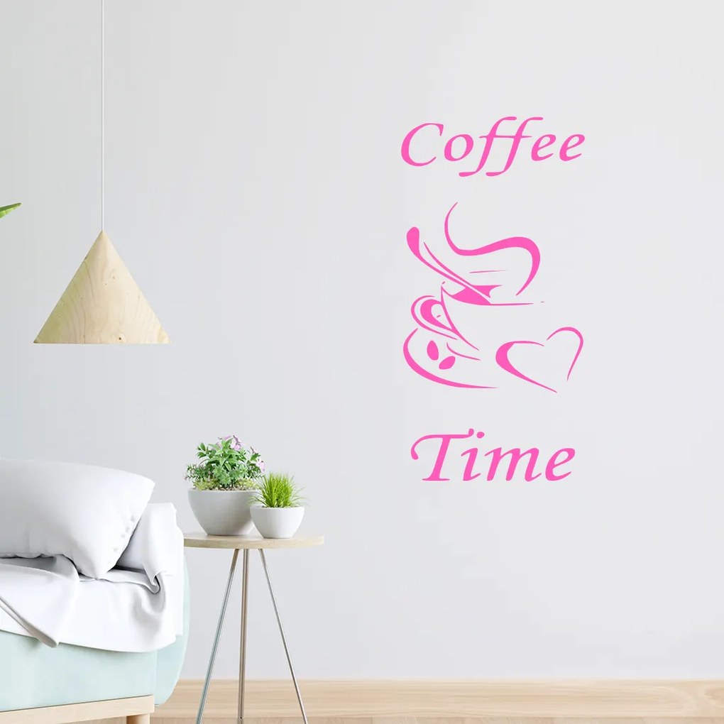 Veselá Stena Samolepka Coffee time Farba: fialová, Veľkosť: 100 x 50 cm