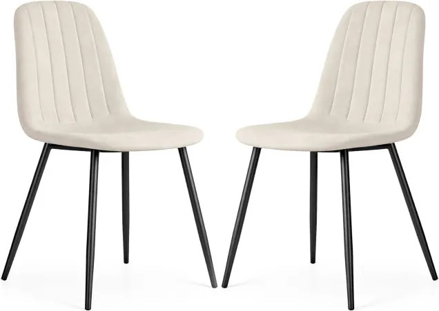 Sada dvoch jedálenských stoličiek LUMO zamatové, béžové / čierne nohy (2 ks)