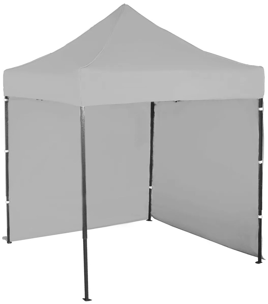 Rýchlorozkladací nožnicový stan 2x2m – oceľový, 2 bočné plachty, Sivá / antracitová