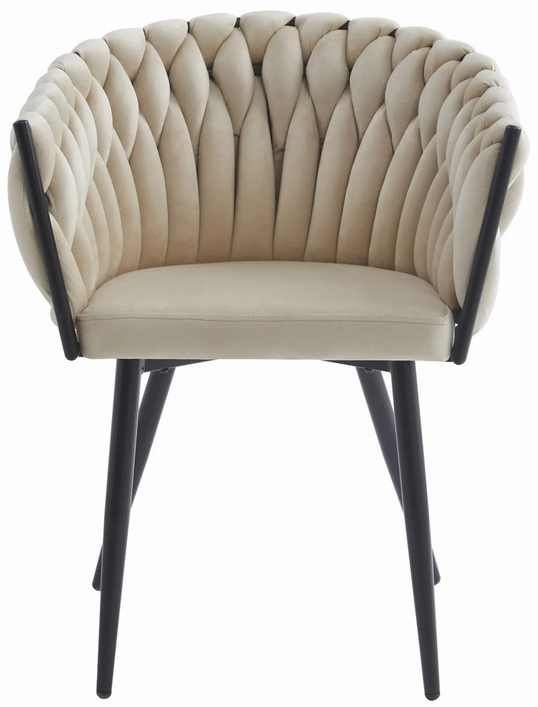 Béžová jedálenská stolička ORION VELVET s čiernymi nohami