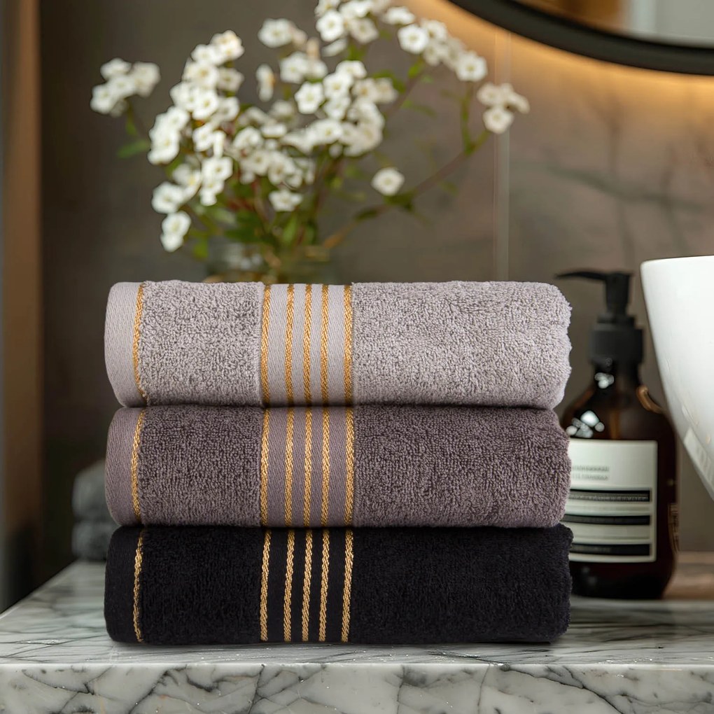 BAVLNENÉ UTERÁKY TIWANO SADA 1 KS 50X90 CM, 1 KS 70X140 CM GRAFITOVÁ