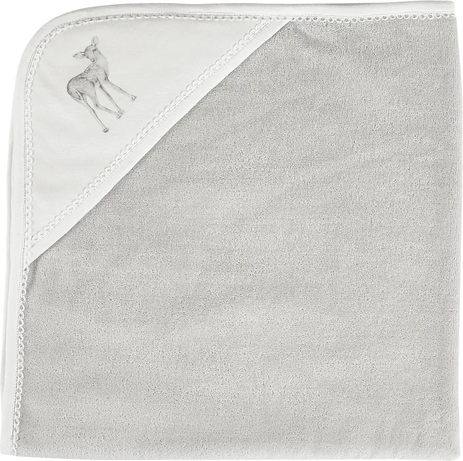 Novorodenecká osuška s kapucňou svetlo šedá 80x80cm