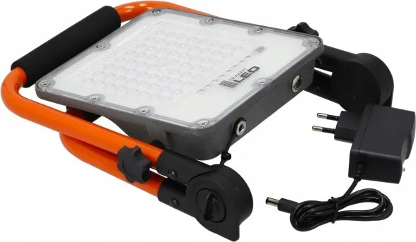 Nabíjateľný LED reflektor so stojanom, 50 W, 3,2 V, 4500 K, 5000 mAh, IP65, oranžový