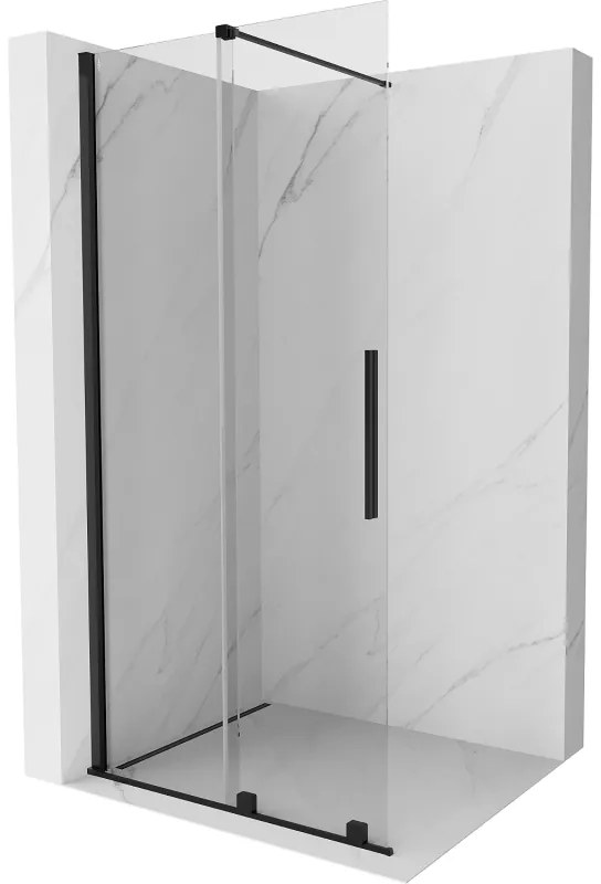 Mexen Velar, posuvné dvere do otvoru typ Walk-In 85 cm, 8mm číre sklo, čierna matná, 871-085-000-03-70