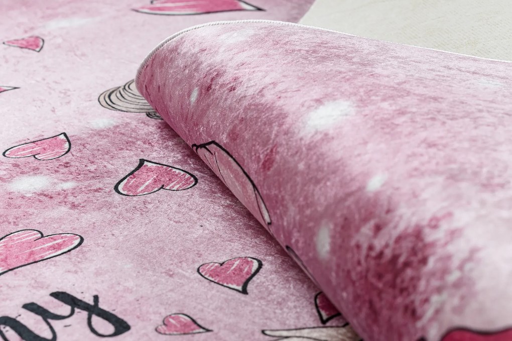 BAMBINO Detský prateľný koberec Balerína - ružový,