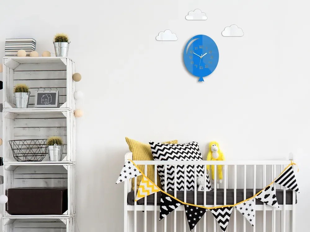 Nástěnné hodiny Balon 30 cm modré