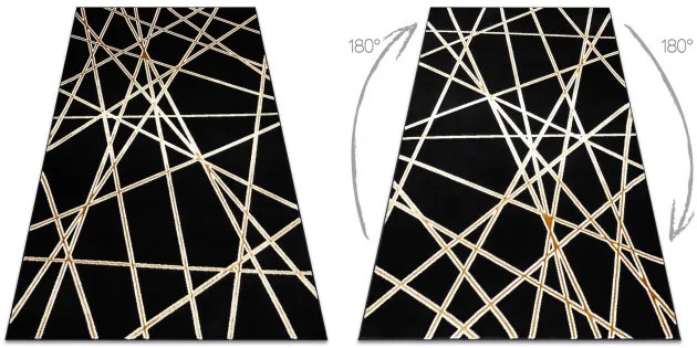 Koberec ALLURE 1964 geometrický / štruktúrovaný / glamour, čierny / zlatý