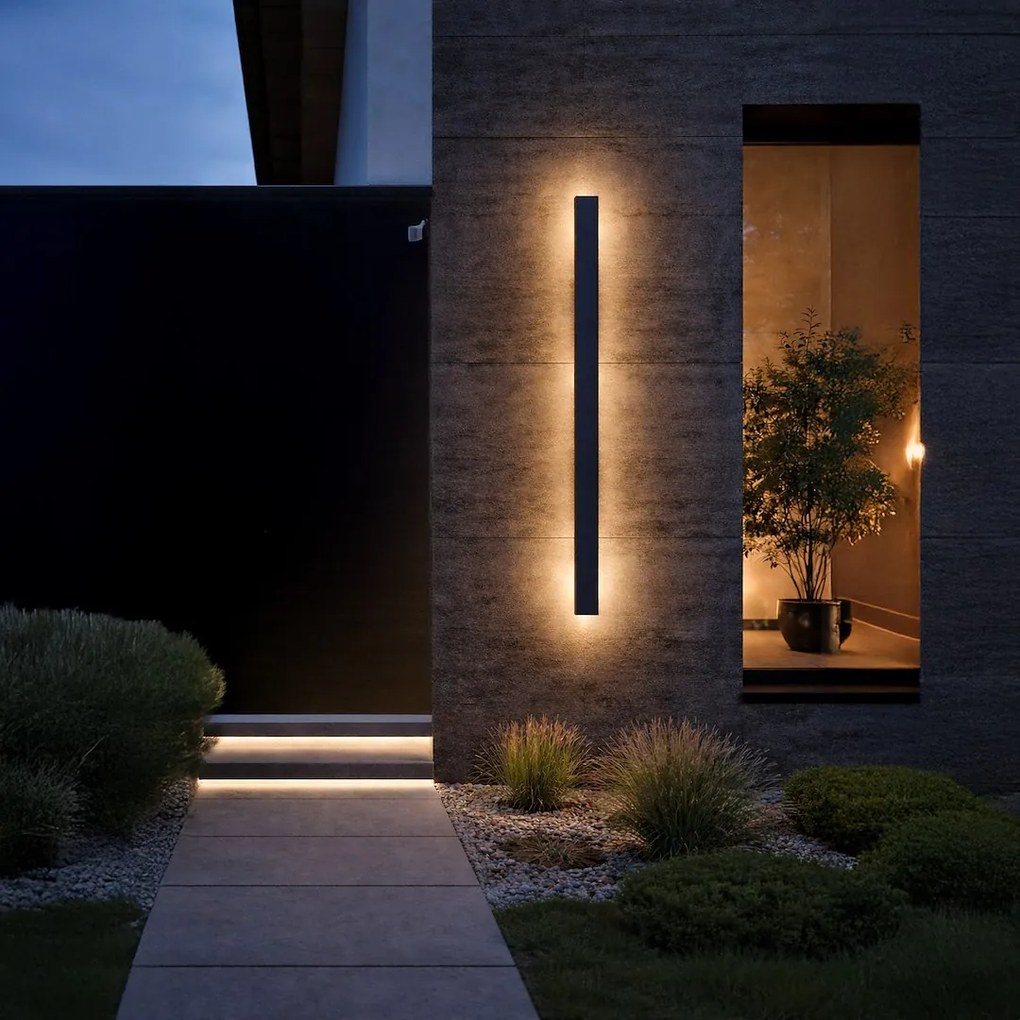 Exteriérové nástenné LED svietidlo Wow, 1x LED 20w, 3CCT, čierna, (120 cm)
