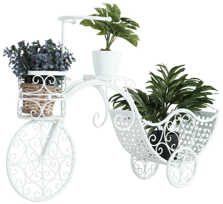 Retro kvetináč v tvare bicykla, biela, ALENTO