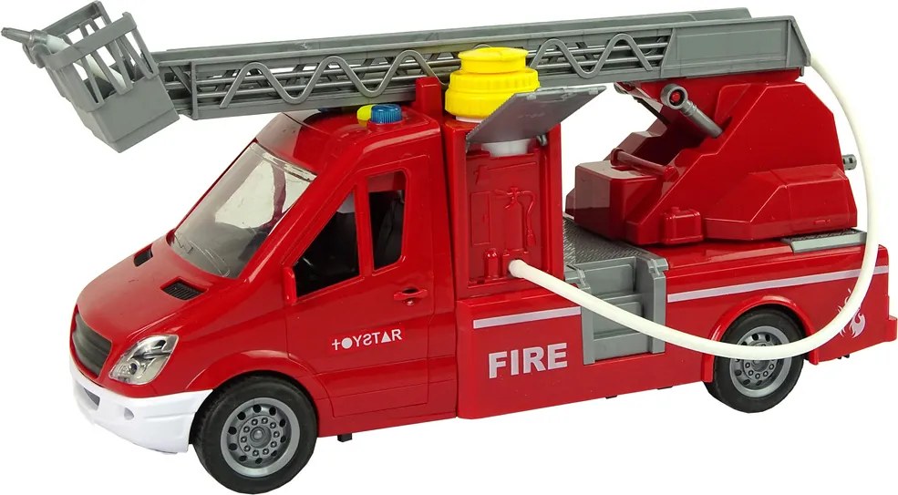 LEAN Toys Hasičské auto so striekaním vody zvukmi a svetlami červené