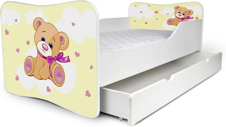 MAXMAX Detská posteľ so zásuvkou MACKO žltý + matrac ZADARMO