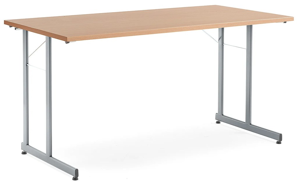 Rokovací stôl Claire, 1400x700 mm, bukový laminát/šedá