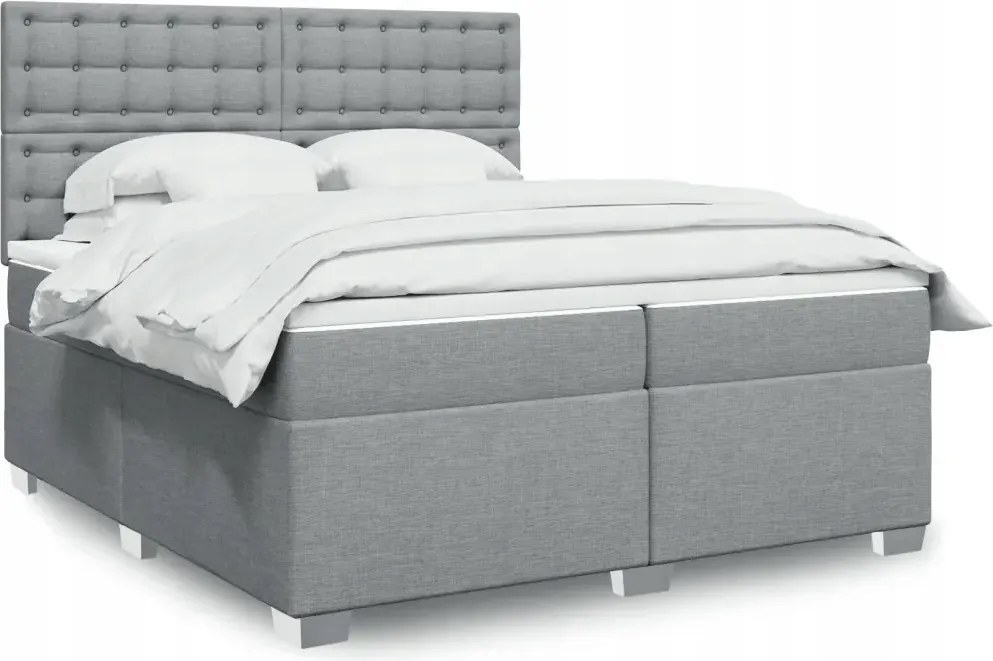 vidaXL Posteľný rám boxsping s matracom bledosivý 200x200 cm látka
