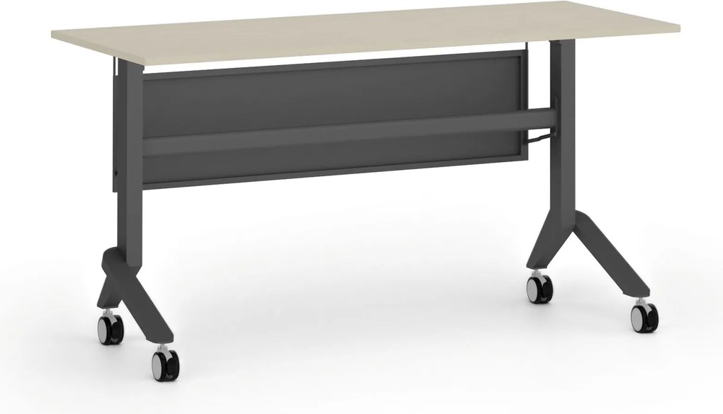 Mobilný stôl PRIMO MOVE, 140x60 cm, čierna podnož, breza