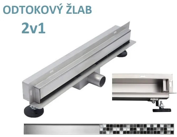Sprchový žľab do steny NEO WALL 2v1 25-120 cm, 1030050