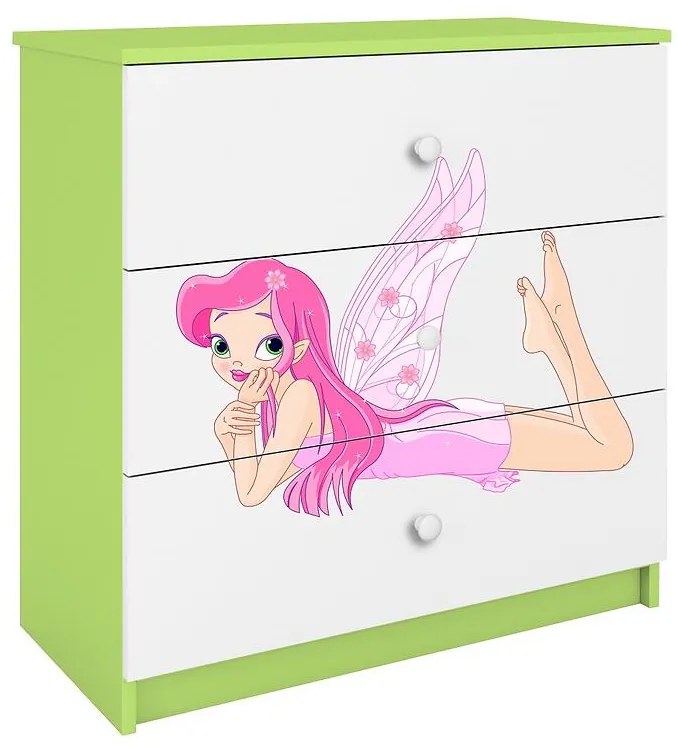 Detská komoda Babydreams zelená – Víla 2