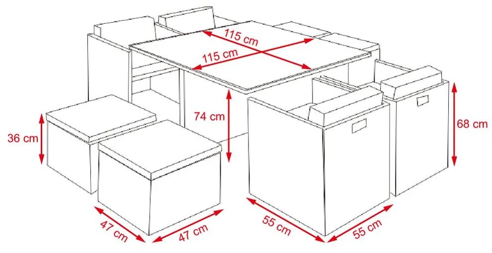 Luxusný 21-dielny set záhradného ratanového nábytku CAVALLINO