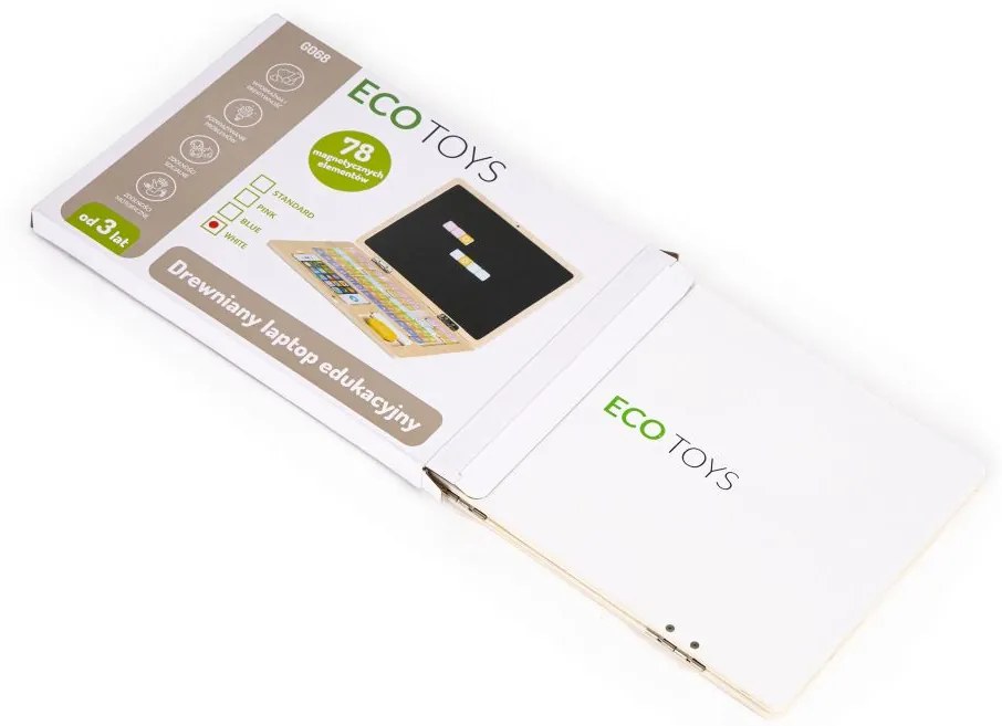 EcoToys Drevená magnetická tabuľa Notebook - biela
