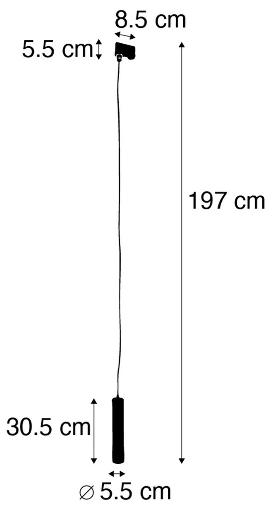 Dizajnové závesné svietidlo biele vrátane adaptéra koľajnice 3-fázové - 3-fázové Tuba Small