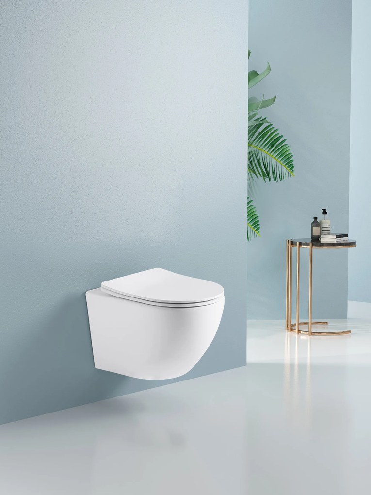 Cerano Verde, závesná WC misa Rimless 490x360x370 mm + UF toaletné sedátko, biela matná, CER-CER-417353