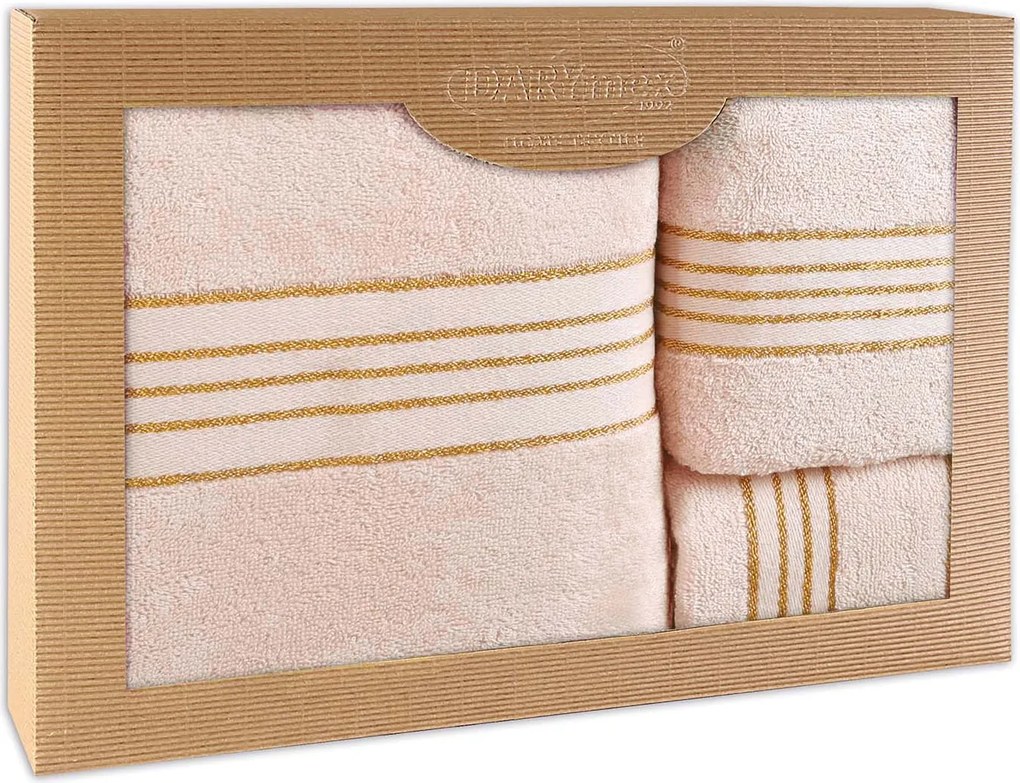 BAVLNENÉ UTERÁKY TIWANO SADA 1 KS 30X50 CM, 1 KS 50X90 CM, 1 KS 70X140 CM RUŽOVÁ