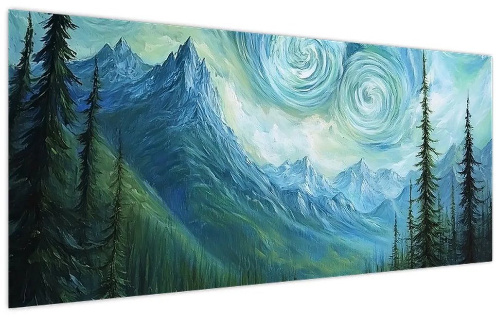 Obraz - Krajina s nádychom Van Gogha (120x50 cm)