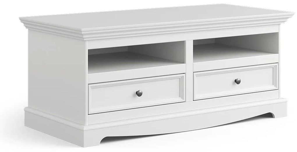PROXIMA.store - Rustikálny TV stolík z masívneho dreva - BELLUNO ELEGANTE FARBA: biela