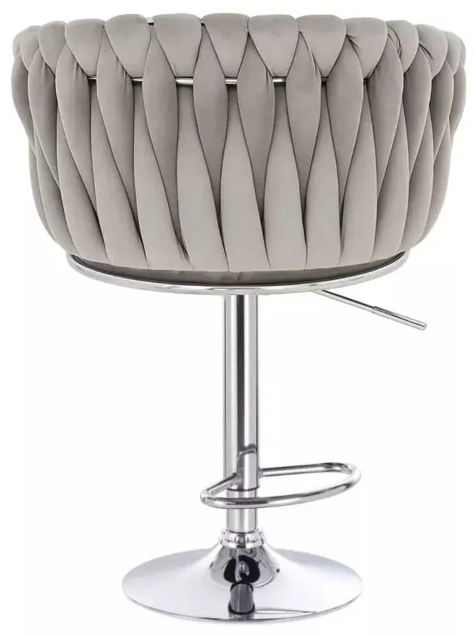 LuxuryForm DESIGN Barová stolička NORDEN VELUR na striebornom tanieri - svetlo šedá