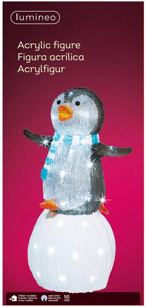 LED figúrka Tučniak na snehovej guli do exteriéru